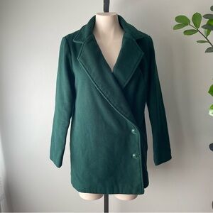 Lily Forest Green Side Button Coat Jacket Vintage Wool Look Women’s